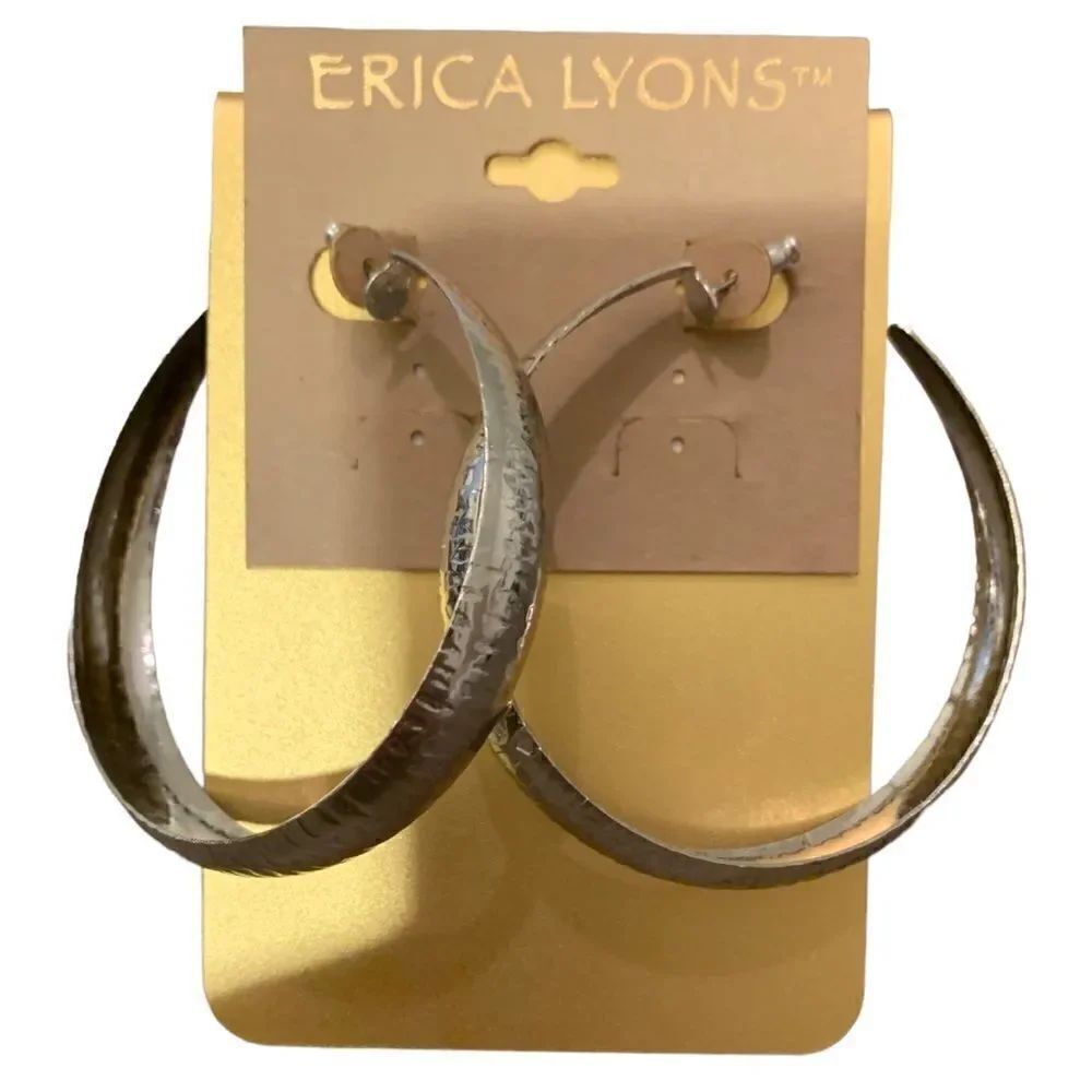 Erica Lyons silver tone hoop earrings. NWT